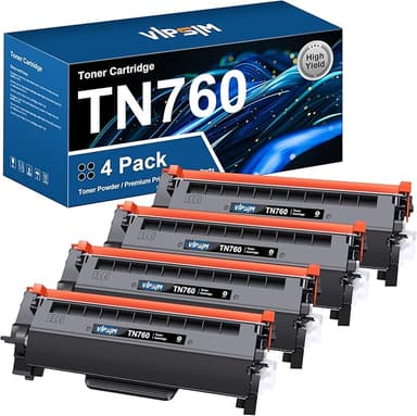 TN760 Toner for Brother Printer Replacement for Brother TN760 TN-760 TN730 TN-730 to use with DCP-L2550DW MFC-L2710DW MFC-L2750DW HL-L2350DW HL-L2370DW HL-L2395DW HL-L2390DW Printer (4 Black - Image 1