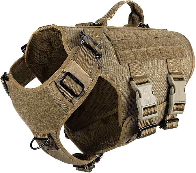 ICEFANG GN3 Tactical Dog Harness with 6X Buckle,Dog Molle Vest with Handle,3/4 Body Coverage,Hook and Loop Panel for ID Patch,No Pulling Front Clip (XL (32"-40" Girth), Coyote Brown - Image 1