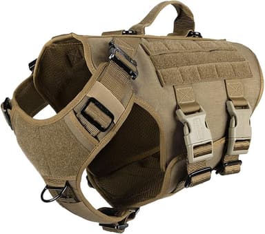 ICEFANG GN3 Tactical Dog Harness with 6X Buckle,Dog Molle Vest with Handle,3/4 Body Coverage,Hook and Loop Panel for ID Patch,No Pulling Front Clip (XL (32"-40" Girth), Coyote Brown - Image 1