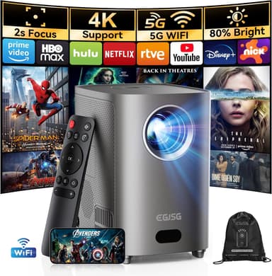 One-Button Focus] Projector with WiFi and Bluetooth, 4K Outdoor Projector with Carry Bag, Portable Movie Projector with Zoom Function, Home Theater Projector for Phone/TV Stick/PC - Image 2