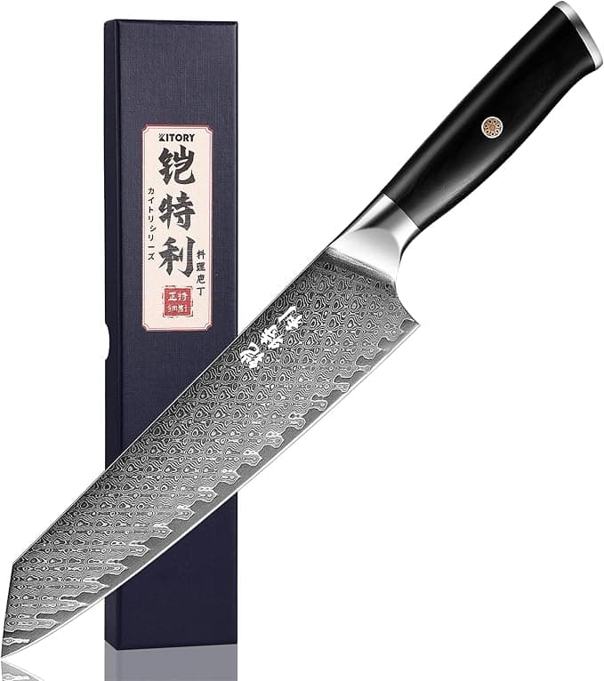 Damascus kiritsuke Chef`s Knife 8.5", 73 Layers of Damascus Steel with 10Cr15CoMoV HC Steel Cutting Core, Premier Kitchen Gadget w/t Gift Box - Image 1