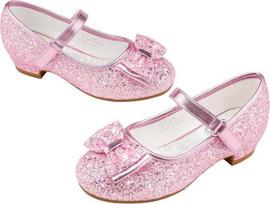 Stelle Girls Dress Shoes Glitter Princess Shoe Flower Mary Jane Low Heels Party Wedding Prom Footwear for Toddler Kids - Image 1