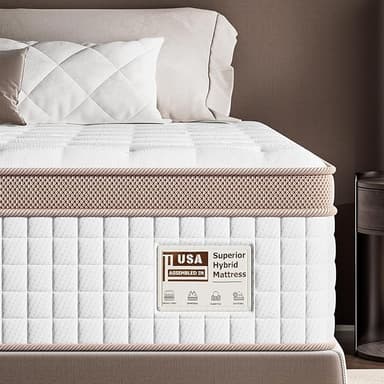 King Mattress 14 Inch - Superior Hybrid Mattress In a Box for Back & Lumbar Support, 366 Night Trial, Individual Pocket Spring Bed for Motion Isolation & Pressure Relief, CertiPUR-US Certified - Image 1