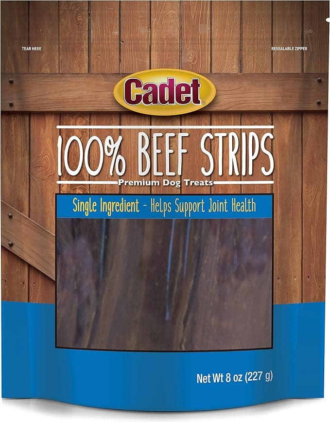 Cadet 100% Beef Strip Long Lasting Chews for Dogs, Single Ingredient Beef Esophagus Dog Treats, Natural High Protein Rawhide Alternative for Small & Large Dogs, 8 Ounce - Image 1