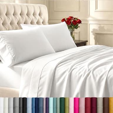 California Design Den Split King Sheets Sets for Adjustable Bed - Soft 400 Thread Count Sateen, Natural 100% Cotton Sheets, Deep Pockets for a Snug Fit, Durable Bedding Set - White - Image 2