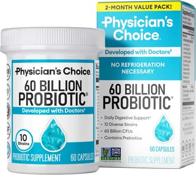 Physician's CHOICE Probiotics 60 Billion CFU - 10 Strains + Organic Prebiotics - Immune, Digestive & Gut Health - Supports Occasional Constipation, Diarrhea, Gas & Bloating - for Women & Men - 60ct - Image 2