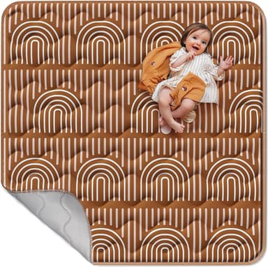 Mallify Soft Thicker Baby Mat for Floor 50"x50", Non-Slip Baby Play Mat, Easy to Clean 50x50 Playpen Mat, Portable Playmat, Crawling Mat for Infants, Babies, Toddlers, Activity Mat, Rainbow, Brown - Image 2