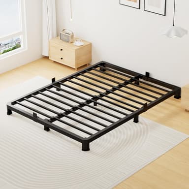 Superay 4 Inch King Bed Frame Low Profile, Heavy Duty Metal Platform Bed Frame with Round Corner Legs, Sturdy Mattress Foundation, No Box Spring Needed, Easy Assembly, Noise Free, Black - Image 2