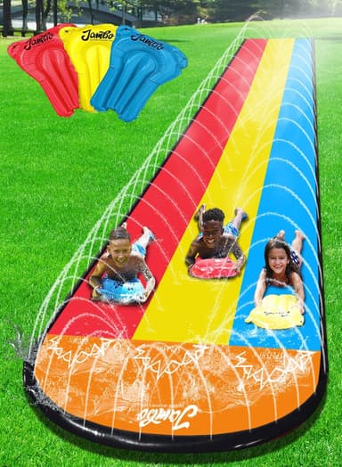 JAMBO 25Ft Premium XXL Slip Splash and Slide with 3 Bodyboards, Heavy Duty Water Slide- Advanced 3-Way Sprinkler System, Splash Mat Splash Pad Backyard Waterslide Outdoor Water Toys n Slides for Kids - Image 2