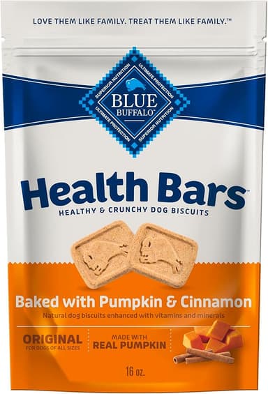 Blue Buffalo Health Bars Crunchy Dog Biscuits, Oven-Baked with Natural Ingredients, Pumpkin & Cinnamon, 16-oz Bag - Image 1