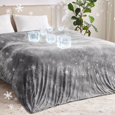 Guohaoi Cooling Throw Blanket for Hot Sleepers, Full Size 60''×90'' Lightweight Breathable Summer Bed Blanket for Couch, Arc-Chill Q-Max >0.5 Cool Fiber,Lightweight Tie Dye Blanket Grey - Image 2