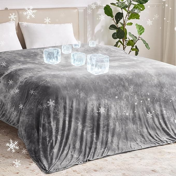 Guohaoi Cooling Throw Blanket for Hot Sleepers, Full Size 60''×90'' Lightweight Breathable Summer Bed Blanket for Couch, Arc-Chill Q-Max >0.5 Cool Fiber,Lightweight Tie Dye Blanket Grey - Image 1