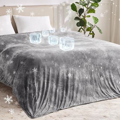 Guohaoi Cooling Throw Blanket for Hot Sleepers, Full Size 60''×90'' Lightweight Breathable Summer Bed Blanket for Couch, Arc-Chill Q-Max >0.5 Cool Fiber,Lightweight Tie Dye Blanket Grey - Image 1