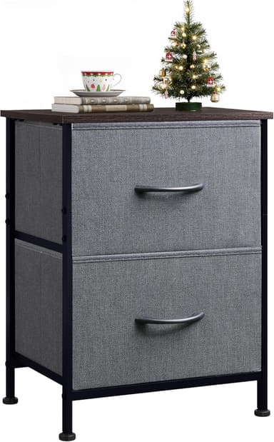 WLIVE Nightstand, 2 Drawer Dresser for Bedroom, Small Dresser with 2 Drawers, Bedside Furniture, Night Stand, End Table with Fabric Bins for Bedroom, Closet, Entryway, College Dorm, Dark Grey - Image 2