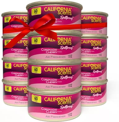 Can Air Freshener and Odor Neutralizer by California Scents, Stocking Stuffers, Set of 12 Spillproof Cans for Home and Car, Coronado Cherry, 1.5 Oz Each - Image 2