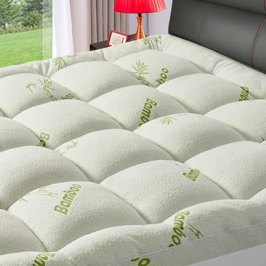Full Size Mattress Topper for Back Pain,Premium Viscose Made from Bamboo 1200 GSM Extra Thick Mattress Pad,Quilted Fitted Pillow Top Mattress Cover with Deep Pocket Up to 21 Inches（54 * 75inch） - Image 2