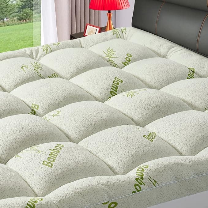 Full Size Mattress Topper for Back Pain,Premium Viscose Made from Bamboo 1200 GSM Extra Thick Mattress Pad,Quilted Fitted Pillow Top Mattress Cover with Deep Pocket Up to 21 Inches（54 * 75inch） - Image 1