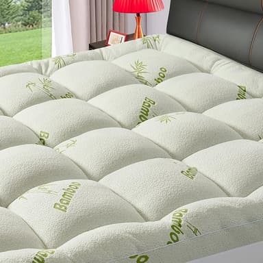 Full Size Mattress Topper for Back Pain,Premium Viscose Made from Bamboo 1200 GSM Extra Thick Mattress Pad,Quilted Fitted Pillow Top Mattress Cover with Deep Pocket Up to 21 Inches（54 * 75inch） - Image 1
