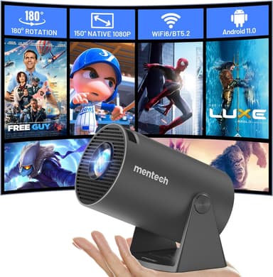 Mini Projector With WiFi and Bluetooth, 180 Rotatable Portable, 150" Smart With Android TV 11, 1080P Support Decoding Projectors 4K, 2.4G/5G WiFi6, Auto Keystone for Home Outdoor Proyector, Iron Grey - Image 2