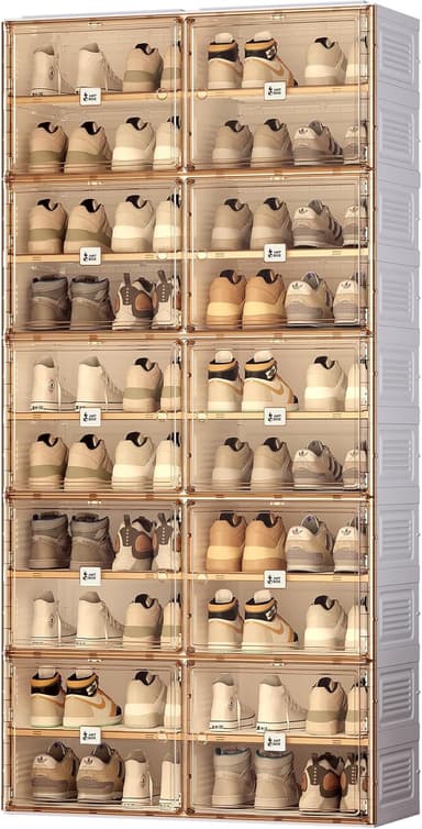 ANTBOX Portable Shoe Rack Organizer for Closet Entryway, Stackable Sneaker Storage Shoe Cabinet with Magnetic Clear Door, Large Plastic Storage containers Bins with Lids 10 Tiers 40 Pairs - Image 2