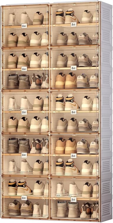 ANTBOX Portable Shoe Rack Organizer for Closet Entryway, Stackable Sneaker Storage Shoe Cabinet with Magnetic Clear Door, Large Plastic Storage containers Bins with Lids 10 Tiers 40 Pairs - Image 1