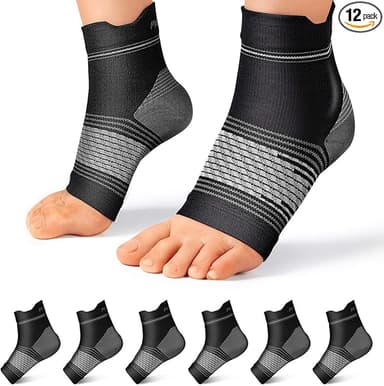 Plantar Fasciitis Sock (6 Pairs) for Men and Women, Compression Foot Sleeves with Arch and Ankle Support (Black, Large - Image 1