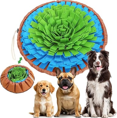 Vivifying Snuffle Mat for Dogs, Adjustable Nosework Mat for Small, Medium & Large Dogs, Interactive Dog Enrichment Toy for Mental Stimulation & Slow Feeding (Green & Blue - Image 1