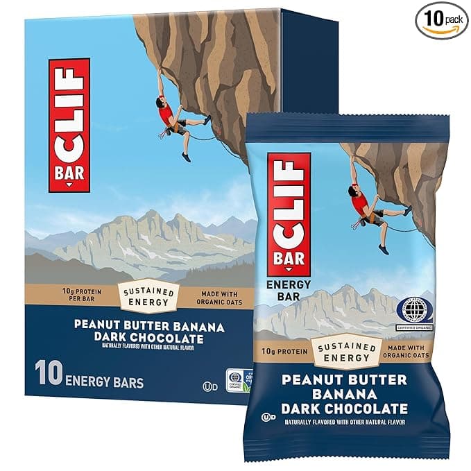 CLIF BAR - Energy Protein Bars - Peanut Butter Banana with Dark Chocolate - Made with Organic Oats - Energy Bars - Non-GMO - (10 Pack - Image 1