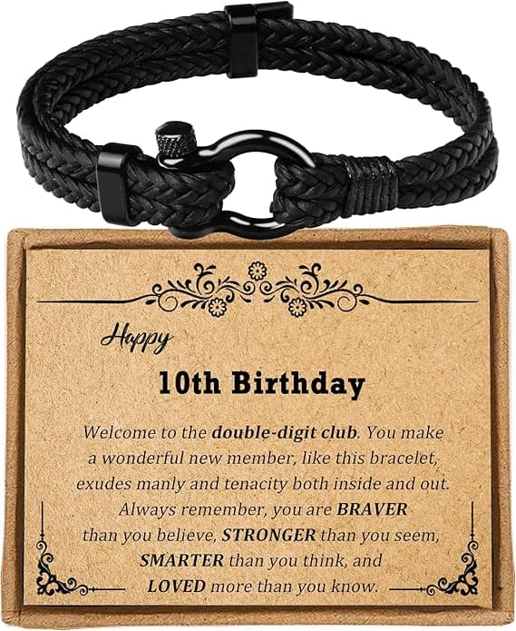 Sereney Birthday Gifts for Him, Handmade Triple Protection ID Bracelet as 9th 10th 11th 12th 13th 15th 16th 18th 21th 30th 40th 50th 60th Birthday Gift, Christmas Gifts for Boys Son Grandson Dad Man - Image 1