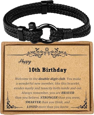 Sereney Birthday Gifts for Him, Handmade Triple Protection ID Bracelet as 9th 10th 11th 12th 13th 15th 16th 18th 21th 30th 40th 50th 60th Birthday Gift, Christmas Gifts for Boys Son Grandson Dad Man - Image 1