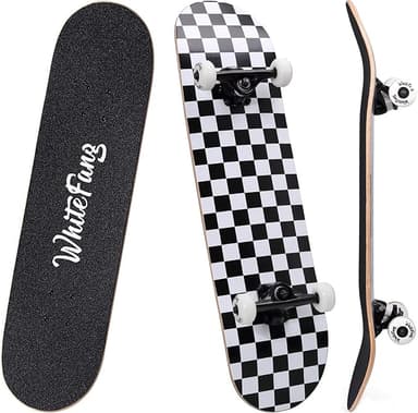 WhiteFang Skateboards for Beginners, Complete Skateboard 31 x 7.88, 7 Layer Canadian Maple Double Kick Concave Standard and Tricks Skateboards for Kids and Beginners - Image 1