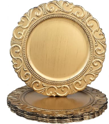 Spsyrine Gold Charger Plates, Set of 6 Chargers for Dinner Plates, 13 Inch Table Chargers for Bulk Wedding, Party Decoration - Image 2