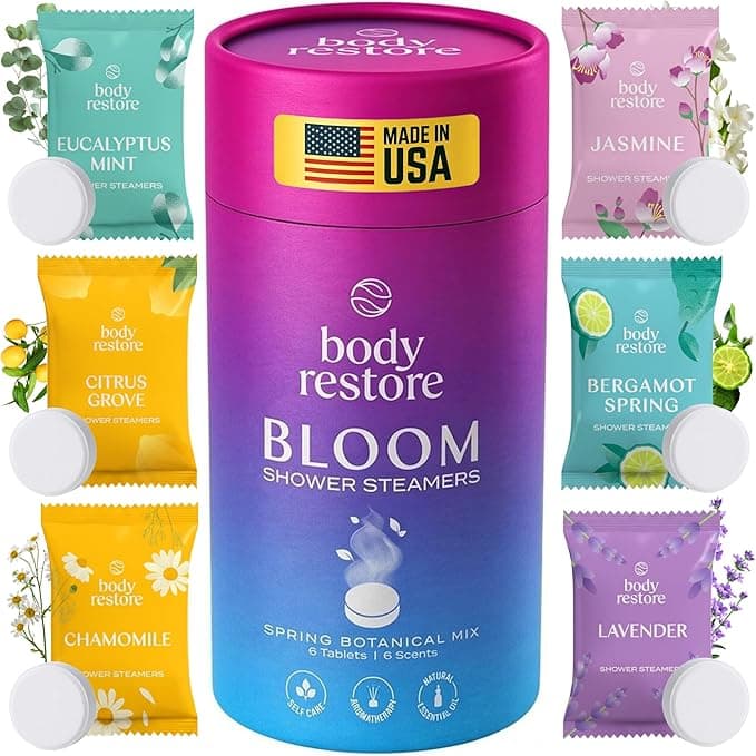 Body Restore Shower Steamers Aromatherapy 6 Pack – Valentines Day Gifts for Her and Him, Birthday Gifts for Women and Men, Relaxation, Stress Relief, Self Care – Bloom - Image 1