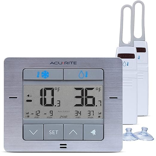 AcuRite Digital Wireless Fridge and Freezer Thermometer with Alarm, Max/Min Temperature for Home and Restaurants (00515M) 4.25" x 3.75" - Image 1