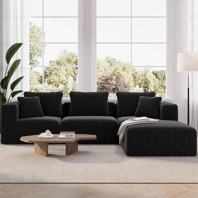 Novilla 106" Modular Sectional Sofa, Modern Cloud Sectional Couch with Smarts Coil™ Support, L-Shape Boneless Couch for Living Room Apartments Bedroom, No Assembly Required (3 Seater + 1 Ottoman - Image 1