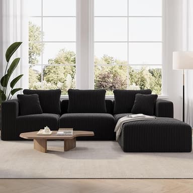 Novilla 106" Modular Sectional Sofa, Modern Cloud Sectional Couch with Smarts Coil™ Support, L-Shape Boneless Couch for Living Room Apartments Bedroom, No Assembly Required (3 Seater + 1 Ottoman - Image 1