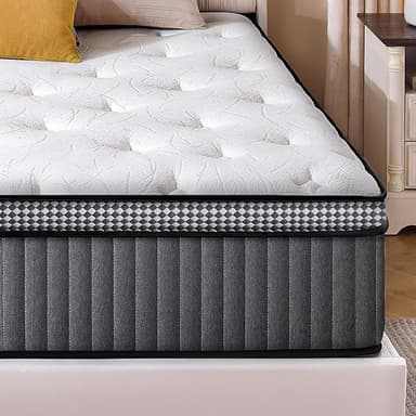 Twin Mattress, 10 Inch Twin Size Hybrid Mattress in a Box with Gel Memory Foam, Pocket Springs for Motion Isolation, Zoned Back & Lumbar Support, Medium Firm, CertiPUR-US Certified, 100-Night Trial - Image 1