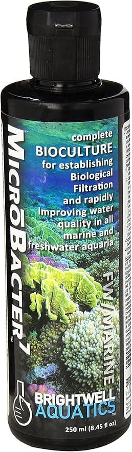 Brightwell Aquatics MicroBacter7 Complete Bioculture for Fish Tank or Aquarium - Populates Biological Filter Media for Saltwater and Freshwater Fish - Aquarium Water Treatments, 8.45 fl oz - Image 1