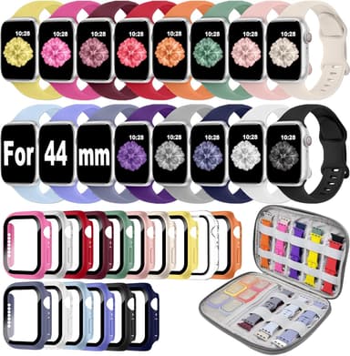 16 Pack Band Compatible with Apple Watch Bands 40mm 41mm 42mm 44mm 45mm 46mm for Women Men, Screen Protector Case Band&Organizer for iWatch Series 11 10 9 8 7 6 5 4 SE（Please select the correct size） - Image 2