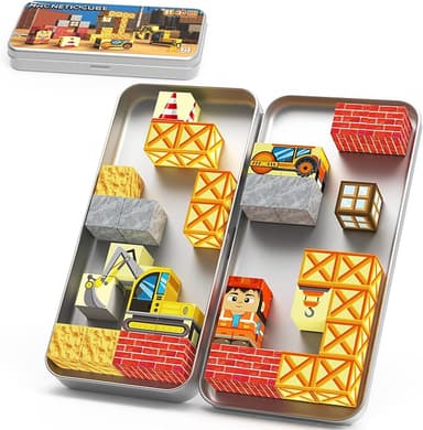 Magnetic Blocks with Magnet Box-35PCS Magnet Cubes, Magnetic Tiles Kids Build Cubes Travel Game Toys, Road Trip ‌Sensory Toy Christmas Birthday Gifts for Boys & Girls Ages 3 - Image 1