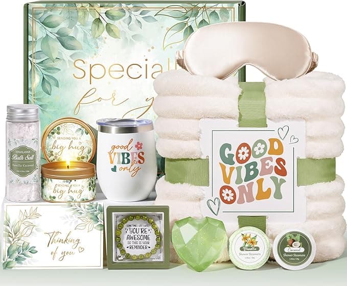 Christmas Birthday Gifts for Women Self Care Gift, Get Well Soon Gift Baskets Relaxing Spa Care Package for Women with Blanket, Unique Gifts Idea for Mom Mother Her Wife Girlfriend Best Friend Sister - Image 1