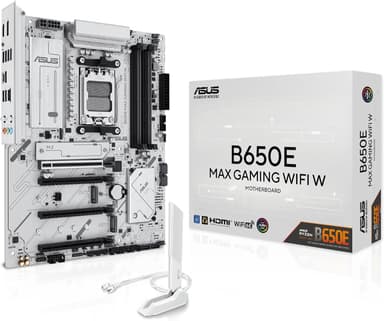 ASUS B650E MAX Gaming WiFi W – AMD B650 AM5 ATX Motherboard, White PCB, DDR5, PCIe 5.0, 3X M.2, Wi-Fi 6E, 2.5Gb LAN, USB 10Gbps Type-C, DisplayPort, HDMI™, BIOS Flashback™, Aura Sync, Advanced AI PC - Image 2