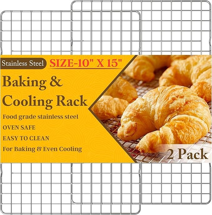 2PCS Cooling Racks for Cooking and Baking - 10" x 15"Heavy Duty Stainless Steel Wire Rack for Baking, Grilling, Roasting - Oven & Dishwasher Safe - Fits Jelly Roll Sheet Pan-Silver - Image 1