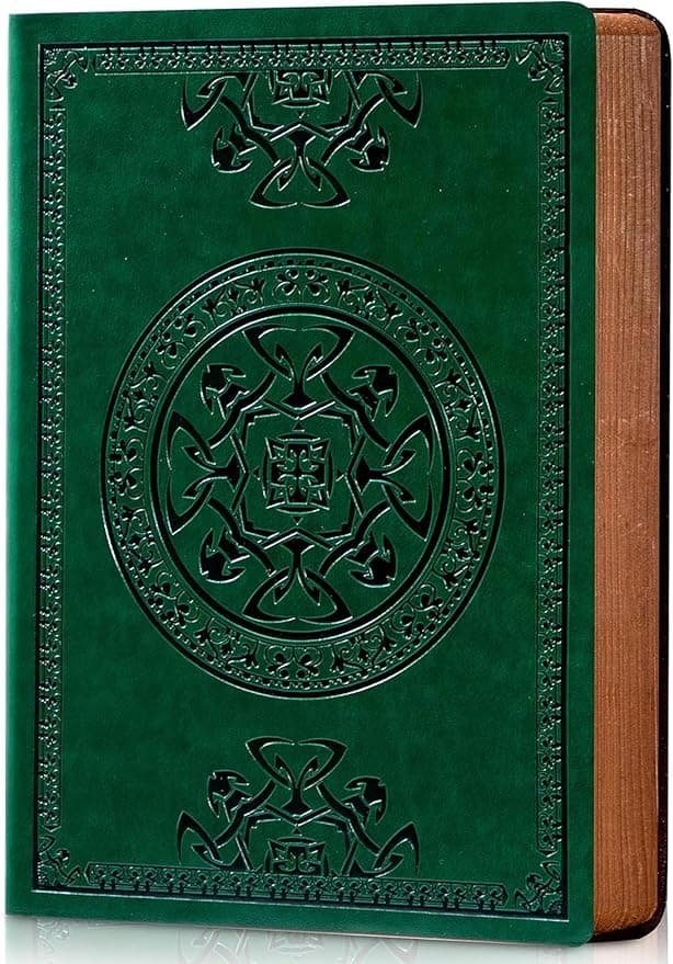 CAGIE Lined Journal for Men Soft Cover Notebook Leather Journals for Writing, 180 Lay Flat Vintage Mens Journal Personal Diary, 5.7'' X 8.3'', Dark Green - Image 1