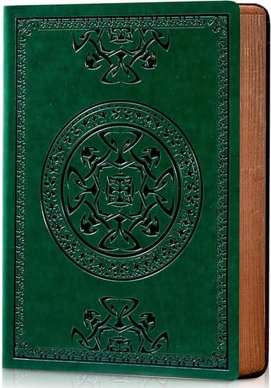 CAGIE Lined Journal for Men Soft Cover Notebook Leather Journals for Writing, 180 Lay Flat Vintage Mens Journal Personal Diary, 5.7'' X 8.3'', Dark Green - Image 1
