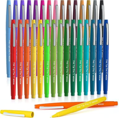Lelix 30 Colors Felt Tip Pens, Medium Point Assorted Markers Pens For Journaling, Writing, Note Taking, Planner Coloring, Perfect for Art Office and School Supplies - Image 1