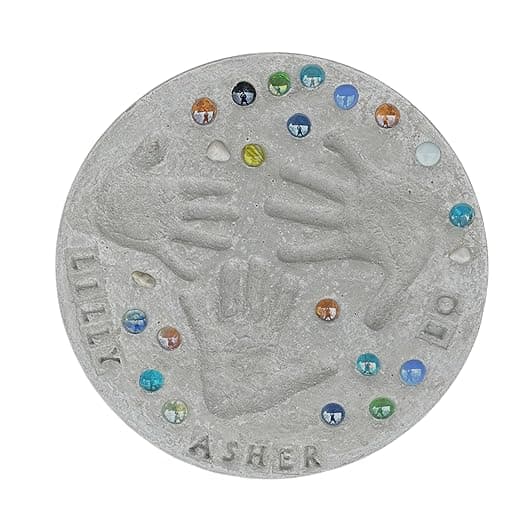 Large DIY Stepping Stone Kit, Handprint Stepping Stone, Mother's Day Gift, Footprint Stepping Stone (14 Inch + Stamp Set - Image 1