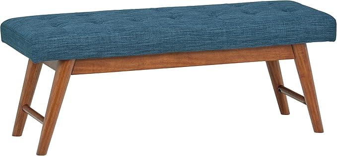 Amazon Basics Modern Haraden Upholstered Button-Tufted Bench, Blue, 16 x 44 x 17 in - Image 1