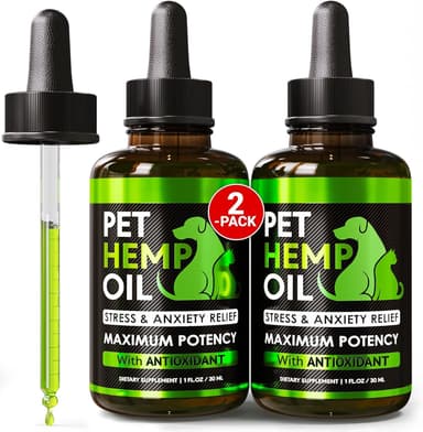 Hemp Oil for Dogs and Cats - Organic Hemp Oil Drops for Anxiety Relief, Stress,Pain, Calming, Sleep, Arthritis - Hip and Joint Support - Skin Health, Anti-Inflammatory - Omega 3-6-9 Pet Drops (2 Pack - Image 2