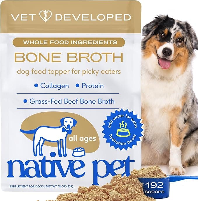Native Pet Bone Broth for Dogs and Cats - Made with Real Beef Bone Broth, Dog Food Toppers for Picky Eaters- Provides Extra Hydration & Nutrition for Joint Strength, Immunity & Heart Health-192 Scoops - Image 1